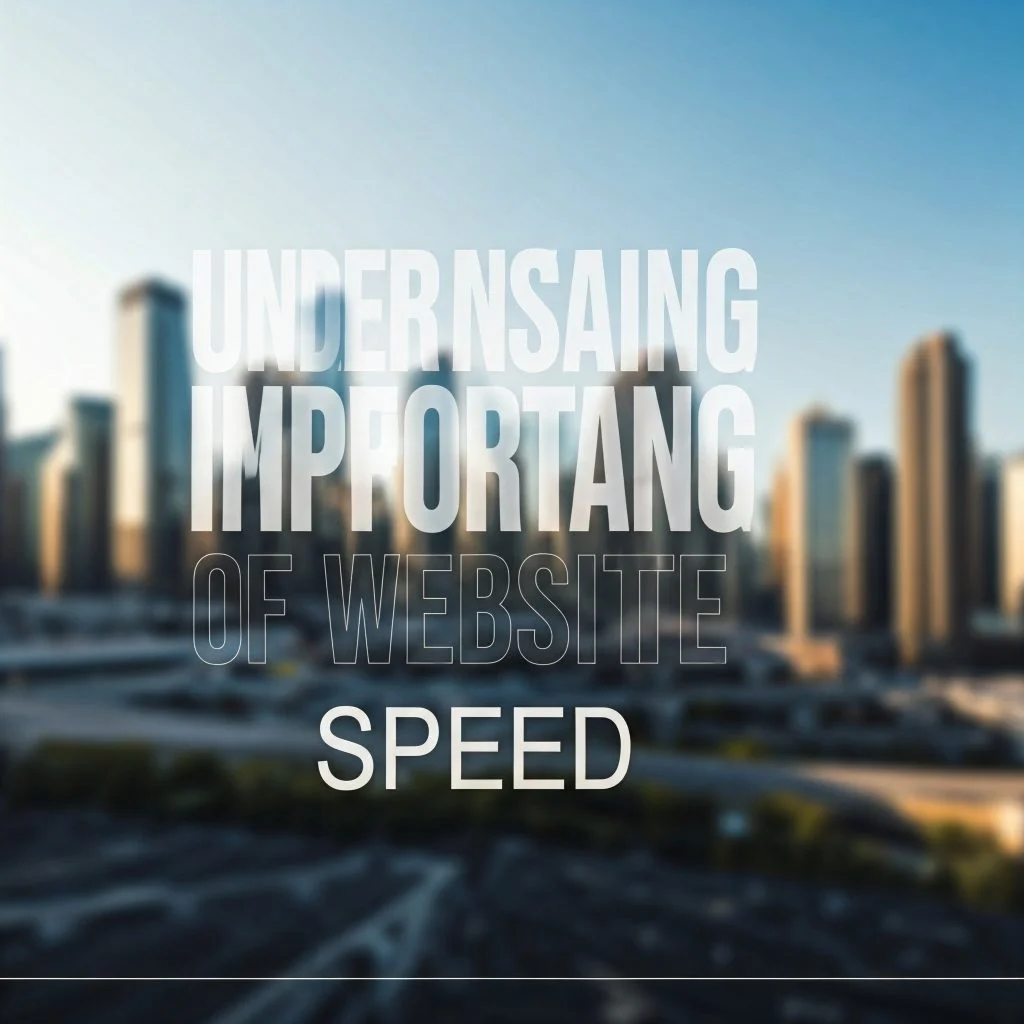 Text overlay on a blurred image of a cityscape: "UNDERSTANDING THE IMPORTANCE OF WEBSITE SPEED"